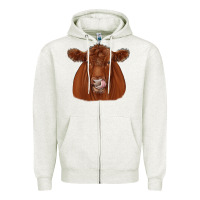 Oatmeal Heather red angus Zipper Hoodie - JahusDesignShop