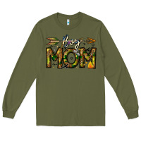 Army Green Boy Mom Long Sleeve Tee - CowhideDigitalArt