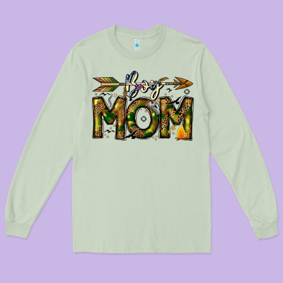 Boy Mom Long Sleeve Tee Designed By Cowhidedigitalart