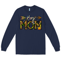 Navy Boy Mom Long Sleeve Tee - CowhideDigitalArt