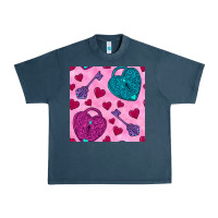 Midnight Navy valentines day lock and key seamless pattern Urban Heavy Tee - BundleAndBundleShop