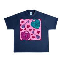 Navy valentines day lock and key seamless pattern Urban Heavy Tee - BundleAndBundleShop