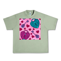 Oil Green valentines day lock and key seamless pattern Urban Heavy Tee - BundleAndBundleShop