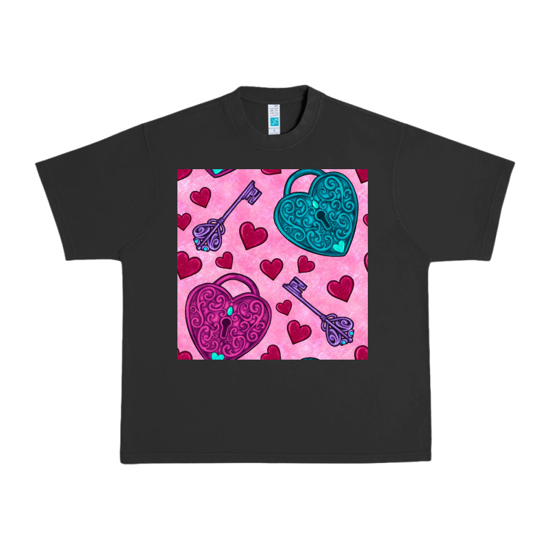 Valentines Day Lock And Key Seamless Pattern Urban Heavy Tee by BundleAndBundleShop | Teevron