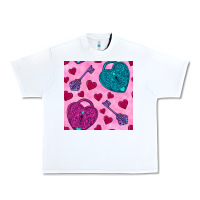 White valentines day lock and key seamless pattern Urban Heavy Tee - BundleAndBundleShop