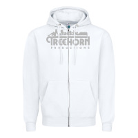 White jackie treehorn productions Zipper Hoodie - DesigneFamous