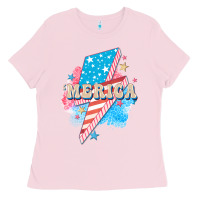 Bubblegum Pink Merica leopard lightning bolt Ladies Tee - FaDigitalArtStudio