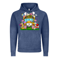 Vintage Denim Easter School Bus Vintage Hoodie - CowhideDigitalArt