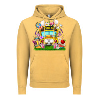 Vintage Mustard Easter School Bus Vintage Hoodie - CowhideDigitalArt