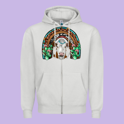 Simmental  Rainbow Zipper Hoodie Designed By Jahusdesignshop