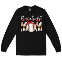Black Baseball Mom Long Sleeve Tee - CowhideDigitalArt