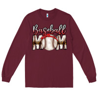 Burgundy Baseball Mom Long Sleeve Tee - CowhideDigitalArt