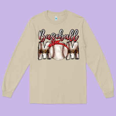 Baseball Mom Long Sleeve Tee Designed By Cowhidedigitalart
