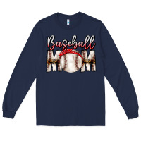 Navy Baseball Mom Long Sleeve Tee - CowhideDigitalArt