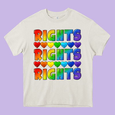 Rights Rights Rights Pride Heavy Core Tee Designed By Cowgirlartshop