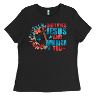 Black She love Jesus and America too Ladies Tee - FaDigitalArtStudio