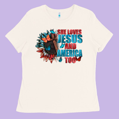 She Love Jesus And America Too Ladies Tee Designed By Fadigitalartstudio