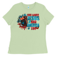 Matcha She love Jesus and America too Ladies Tee - FaDigitalArtStudio