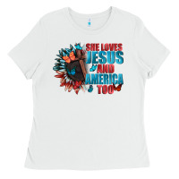 White She love Jesus and America too Ladies Tee - FaDigitalArtStudio