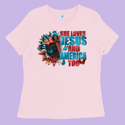 She Love Jesus And America Too Ladies Tee Designed By Fadigitalartstudio
