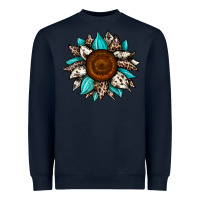Navy sunflower cowhide Heavyweight Sweatshirt - JahusDesignShop