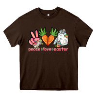 Chocolate Brown Peace love Easter Day Heavy Core Tee - HowdyJamesFarm