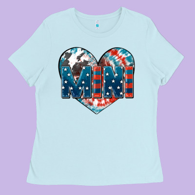 American Mini Heart 4th Of July Ladies Tee Designed By Fadigitalartstudio