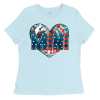 Baby Blue American mini heart 4th of july Ladies Tee - FaDigitalArtStudio