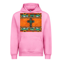 Fuchsia Pink sunflowers cross aztec pattern Urban Hoodie - Jasminsmagicworld