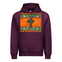 Mauve Wine sunflowers cross aztec pattern Urban Hoodie - Jasminsmagicworld