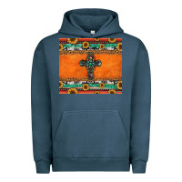 Pigment Midnight Navy sunflowers cross aztec pattern Urban Hoodie - Jasminsmagicworld