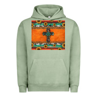 Pigment Oil Green sunflowers cross aztec pattern Urban Hoodie - Jasminsmagicworld