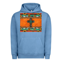 Pigment Pebble Blue sunflowers cross aztec pattern Urban Hoodie - Jasminsmagicworld