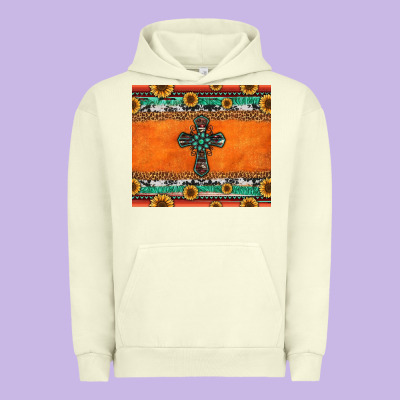 Sunflowers Cross Aztec Pattern Urban Hoodie Designed By Jasminsmagicworld