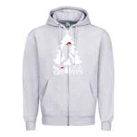 Heather Grey bigfoot christmas shirt Zipper Hoodie - DesigneFamous