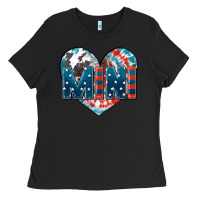 Black American mini heart 4th of july Ladies Tee - FaDigitalArtStudio