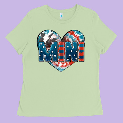 American Mini Heart 4th Of July Ladies Tee Designed By Fadigitalartstudio