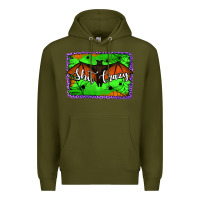 Army Green bat shit crazy with background Premium Hoodie - Jasminsmagicworld
