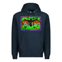 Navy bat shit crazy with background Premium Hoodie - Jasminsmagicworld