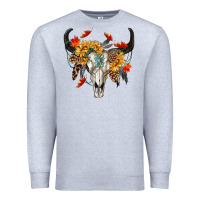 Heather Grey Fall Bull Skull Premium Sweatshirt - RanaPortraitStore