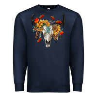 Navy Fall Bull Skull Premium Sweatshirt - RanaPortraitStore