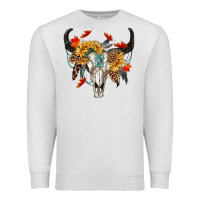 Oatmeal Heather Fall Bull Skull Premium Sweatshirt - RanaPortraitStore