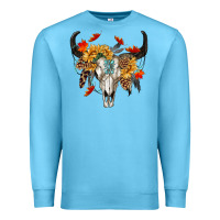 Ocean Blue Fall Bull Skull Premium Sweatshirt - RanaPortraitStore