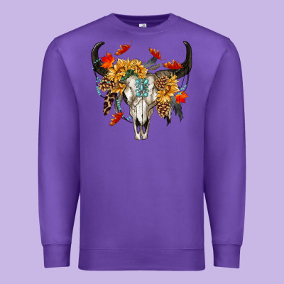 Fall Bull Skull Premium Sweatshirt Designed By Ranaportraitstore