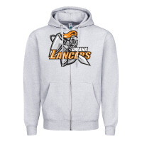 Heather Grey omaha lancers Zipper Hoodie - DesigneFamous