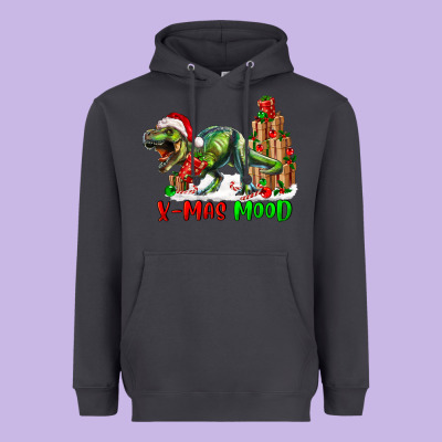 T- Rex X-mas Mood Heavyweight Hoodie Designed By Ranaportraitstore