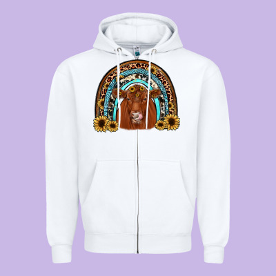 Red Angus Rainbow Zipper Hoodie Designed By Jahusdesignshop