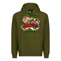Army Green christmas gnomes truck Premium Hoodie - Artiststas