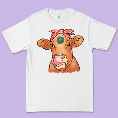 Cow  Turquoise Premium Tee Designed By Cowcowdesign