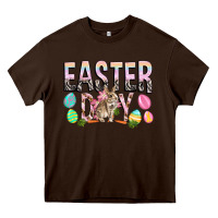 Chocolate Brown Easter Day with rabbit Heavy Core Tee - HowdyJamesFarm